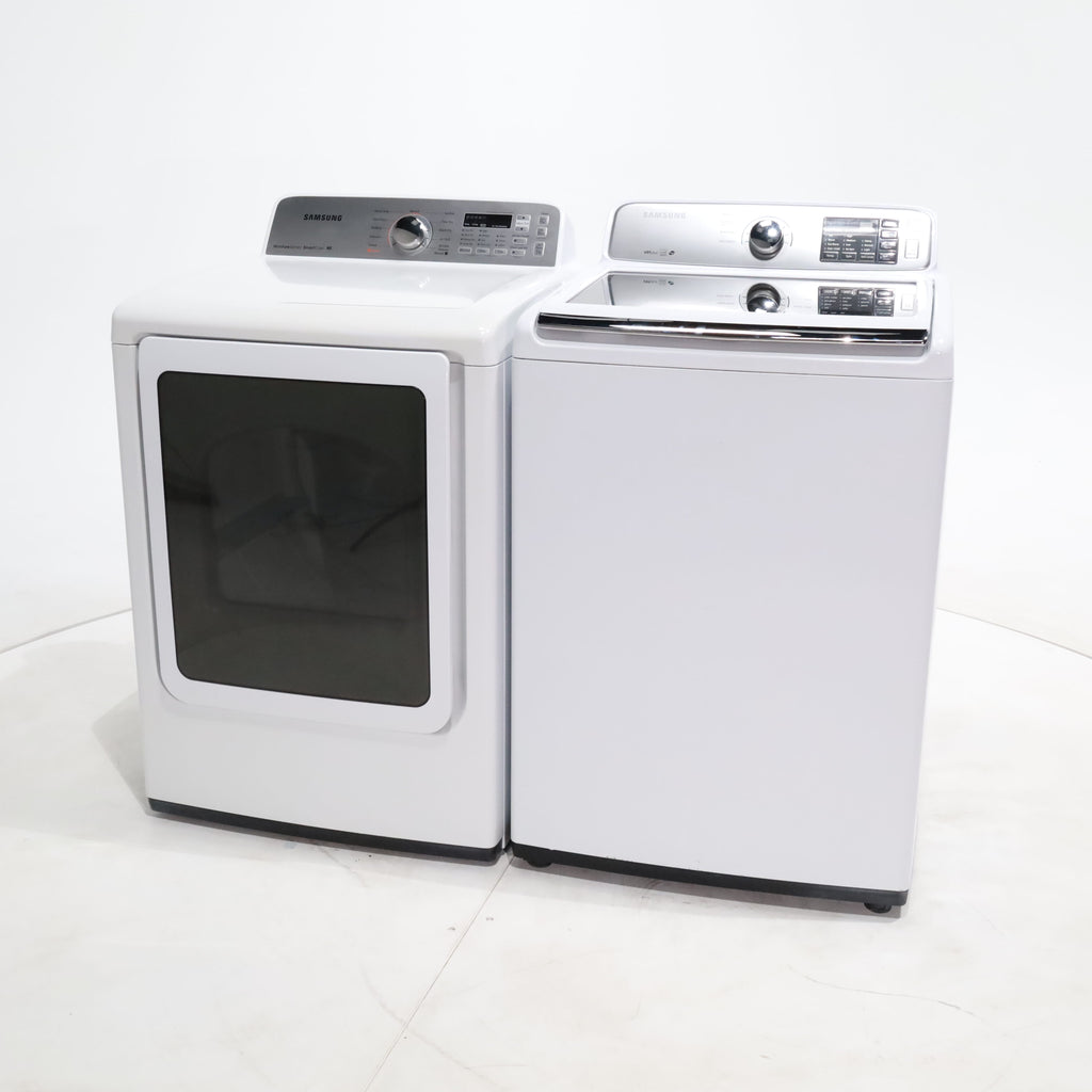 Pictures of ENERGY STAR Samsung 4.5 cu. ft. Top Load Washing Machine with Deep Fill and Samsung 7.3 cu. ft. Electric Dryer with Smart Care - Certified Refurbished - Neu Appliance Outlet - Discount Appliance Outlet in Austin, Tx