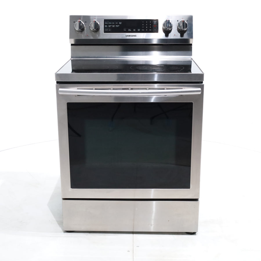Stainless Steel Samsung 5.9 cu. ft. Freestanding 5 Heating Element Smooth Cooktop Electric Range with True Convection  - Certified Refurbished