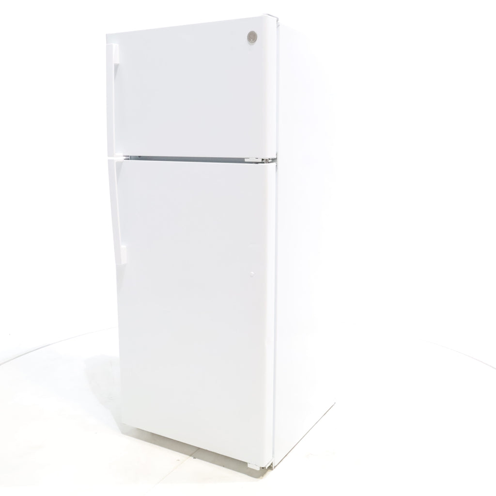 Pictures of GE White 17.5 cu. ft. Top Freezer Refrigerator with Ice Maker and Reversible Hinges - Certified Refurbished - Neu Appliance Outlet - Discount Appliance Outlet in Austin, Tx