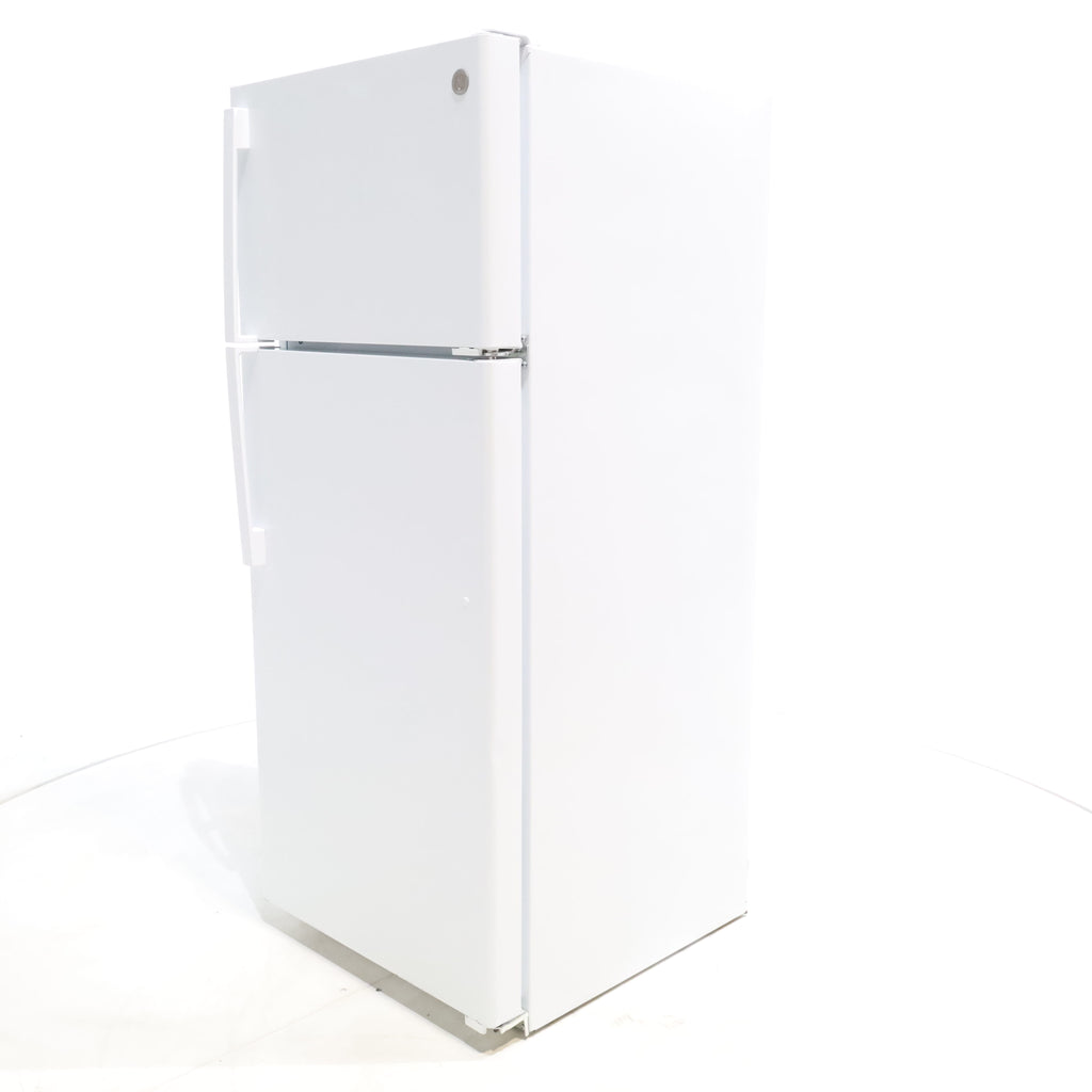 Pictures of GE White 17.5 cu. ft. Top Freezer Refrigerator with Ice Maker and Reversible Hinges - Certified Refurbished - Neu Appliance Outlet - Discount Appliance Outlet in Austin, Tx