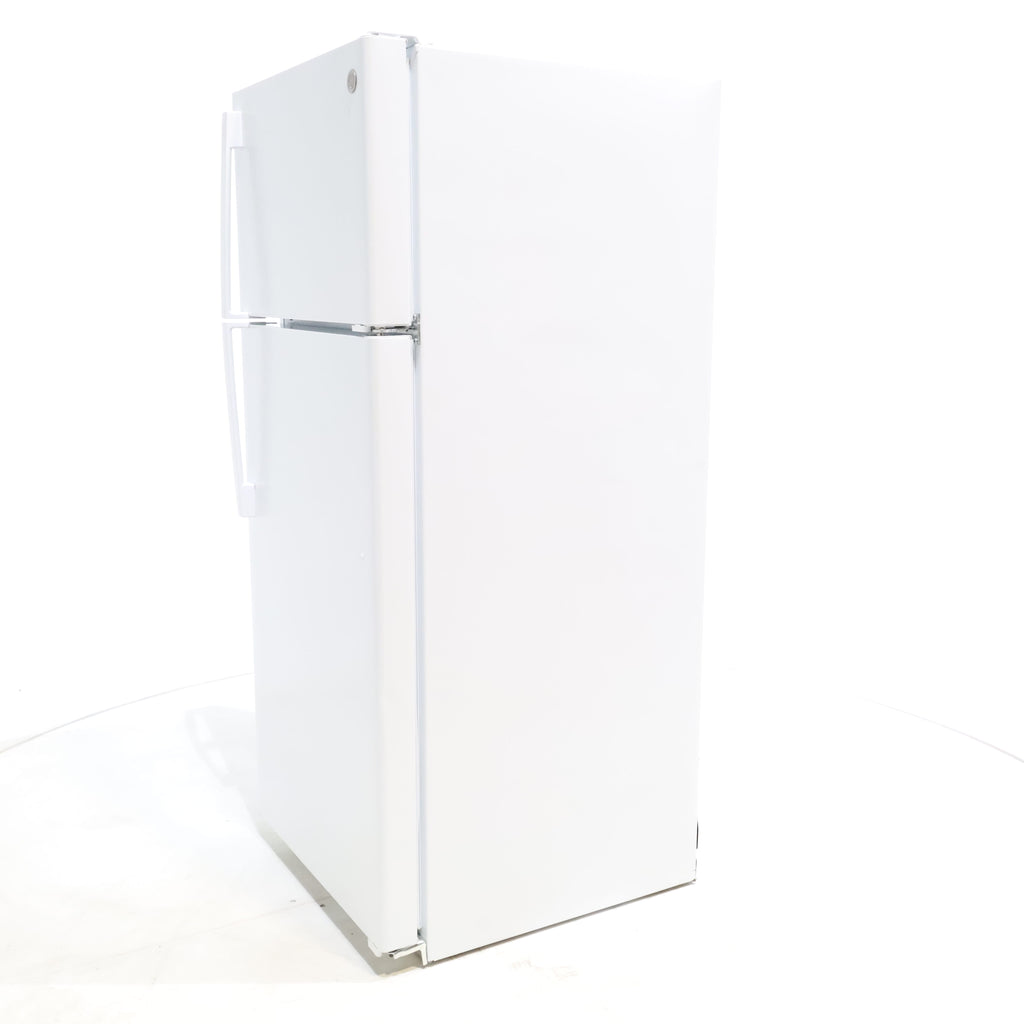 Pictures of GE White 17.5 cu. ft. Top Freezer Refrigerator with Ice Maker and Reversible Hinges - Certified Refurbished - Neu Appliance Outlet - Discount Appliance Outlet in Austin, Tx