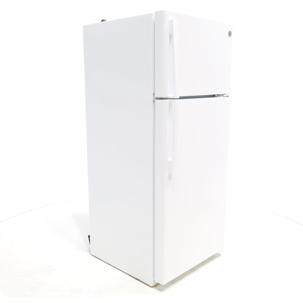 Pictures of GE White 17.5 cu. ft. Top Freezer Refrigerator with Ice Maker and Reversible Hinges - Certified Refurbished - Neu Appliance Outlet - Discount Appliance Outlet in Austin, Tx