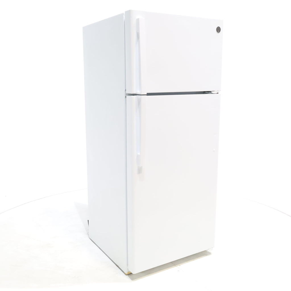 Pictures of GE White 17.5 cu. ft. Top Freezer Refrigerator with Ice Maker and Reversible Hinges - Certified Refurbished - Neu Appliance Outlet - Discount Appliance Outlet in Austin, Tx