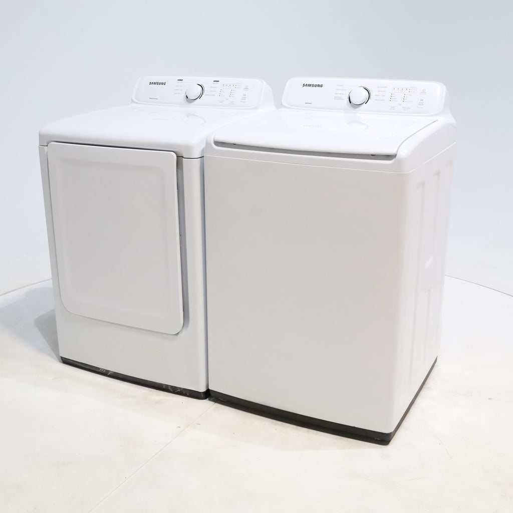 Pictures of Samsung 4.5 cu. ft. Top Load Washing Machine with VRT Plus Technology and Gas Dryer With MoistureSensor Drying - Scratch & Dent - Minor - Neu Appliance Outlet - Discount Appliance Outlet in Austin, Tx