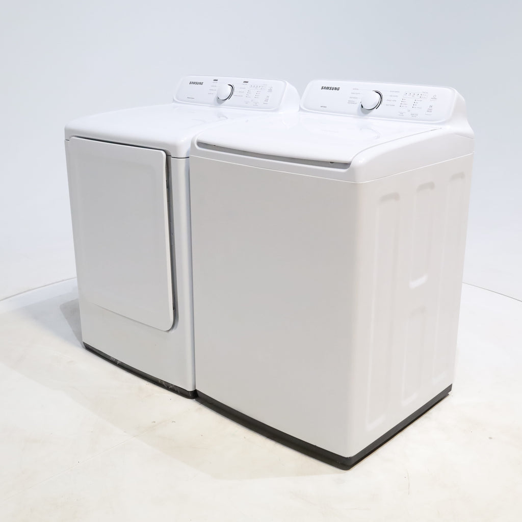 Pictures of Samsung 4.5 cu. ft. Top Load Washing Machine with VRT Plus Technology and Gas Dryer With MoistureSensor Drying - Scratch & Dent - Minor - Neu Appliance Outlet - Discount Appliance Outlet in Austin, Tx