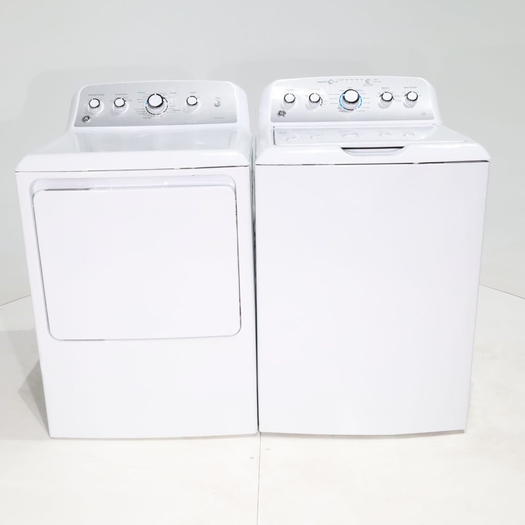 Pictures of ENERGY STAR GE 4.6 cu. ft. Top Load Washing Machine with Stainless Steel Basket and 7.2 cu. ft. Electric Dryer with HE Sensor Dry - Certified Refurbished - Neu Appliance Outlet - Discount Appliance Outlet in Austin, Tx