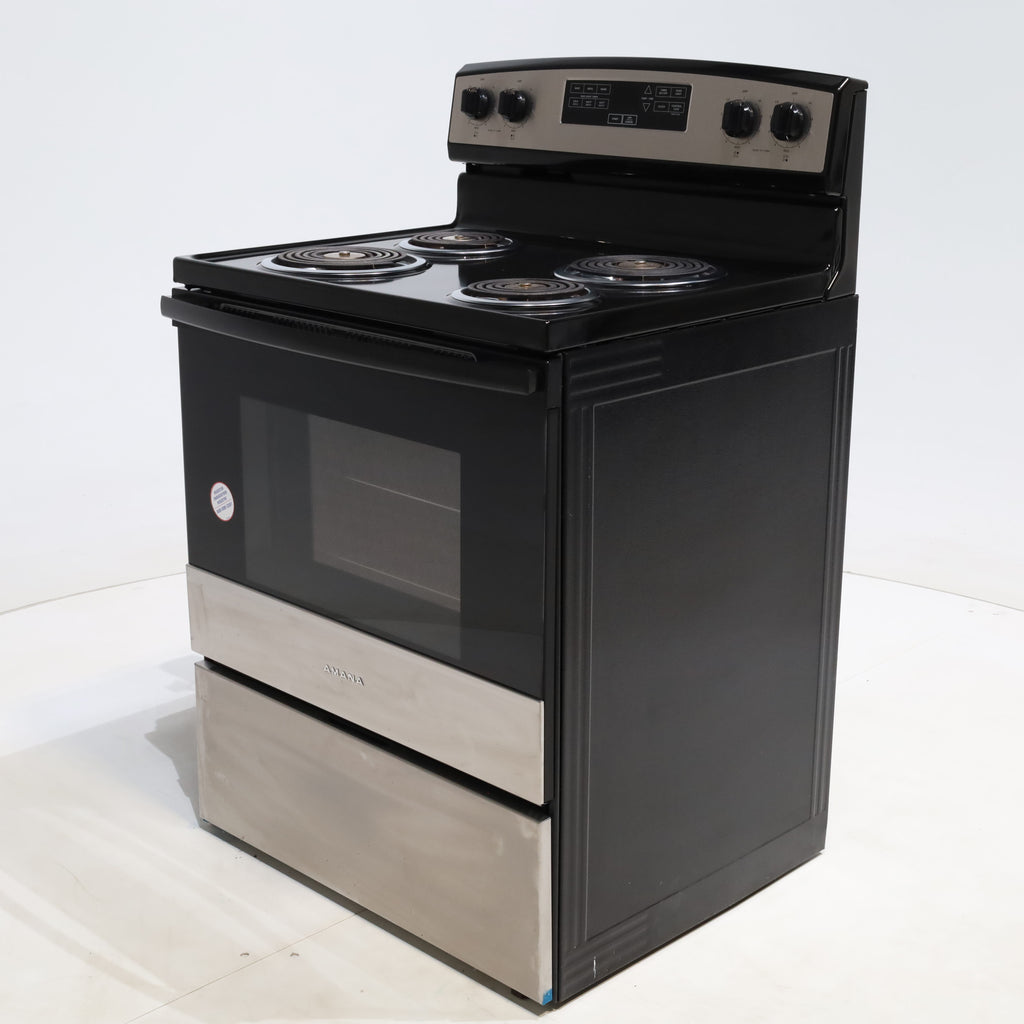 Pictures of Stainless Steel Amana 4.8 cu. ft. 4 Heating Element Freestanding Electric Range with Bake Assist Temperatures - Certified Refurbished - Neu Appliance Outlet - Discount Appliance Outlet in Austin, Tx