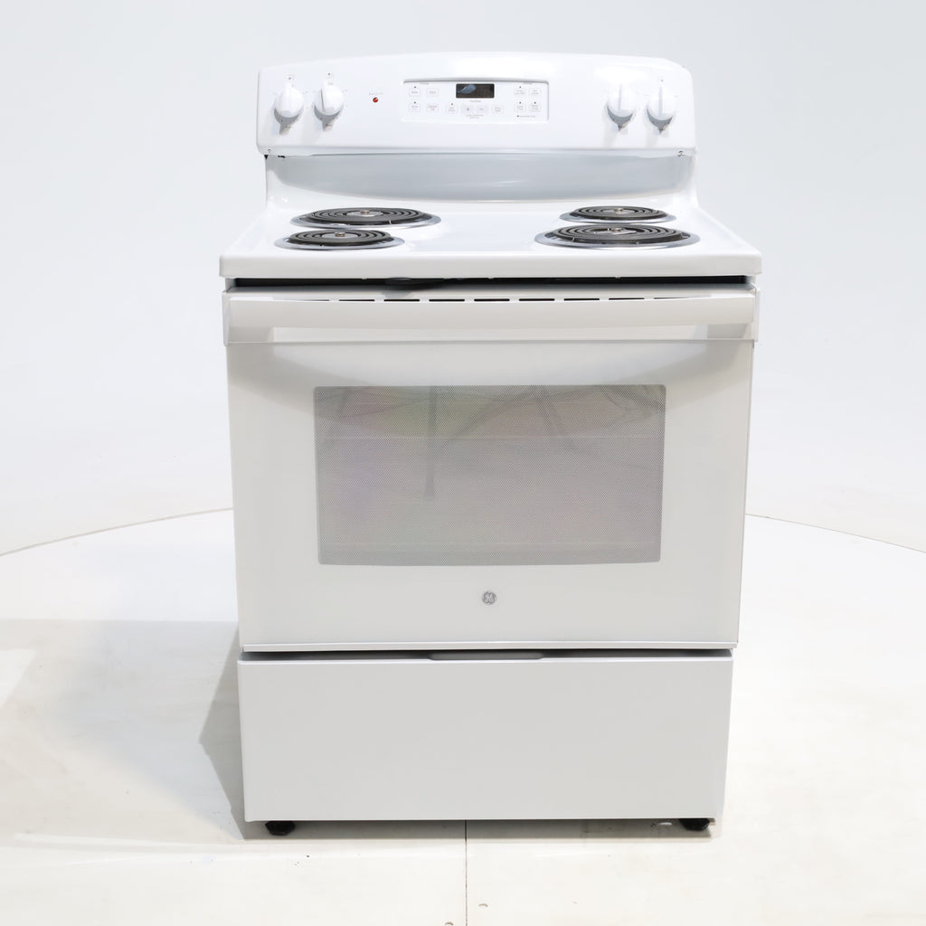 Pictures of White GE 5.0 cu. ft. Freestanding 4 Heating Element Electric Range with Dual Element Baking - Scratch & Dent - Minor - Neu Appliance Outlet - Discount Appliance Outlet in Austin, Tx