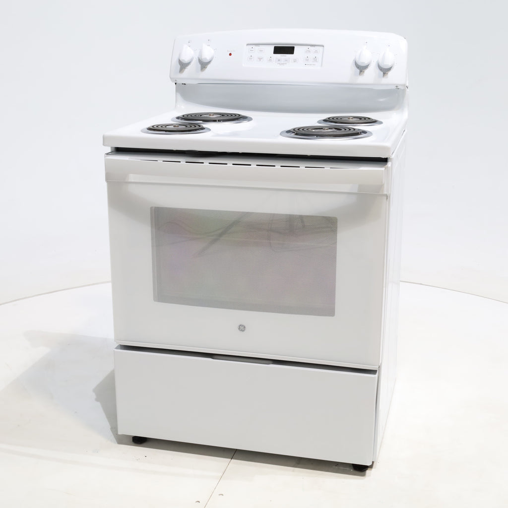 Pictures of White GE 5.0 cu. ft. Freestanding 4 Heating Element Electric Range with Dual Element Baking - Scratch & Dent - Minor - Neu Appliance Outlet - Discount Appliance Outlet in Austin, Tx