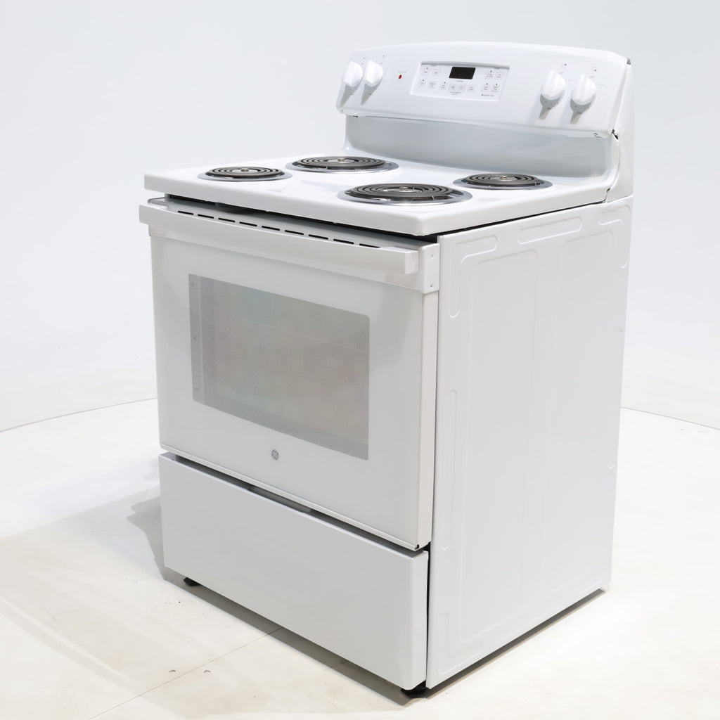 Pictures of White GE 5.0 cu. ft. Freestanding 4 Heating Element Electric Range with Dual Element Baking - Scratch & Dent - Minor - Neu Appliance Outlet - Discount Appliance Outlet in Austin, Tx