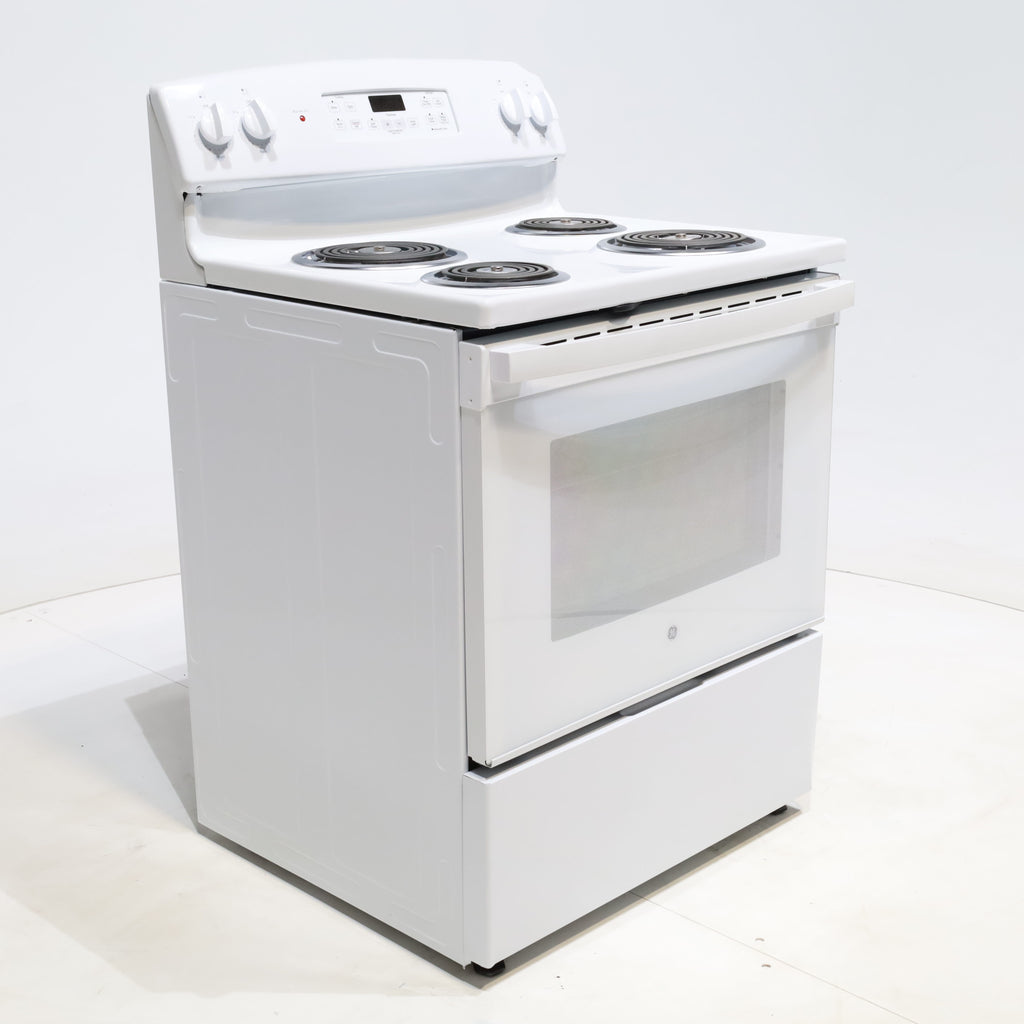 Pictures of White GE 5.0 cu. ft. Freestanding 4 Heating Element Electric Range with Dual Element Baking - Scratch & Dent - Minor - Neu Appliance Outlet - Discount Appliance Outlet in Austin, Tx