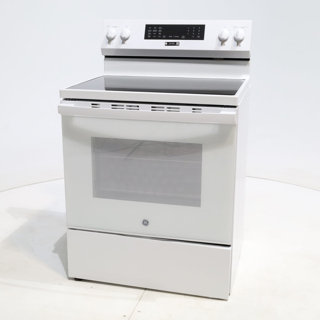 Pictures of White GE 5.0 cu. ft. 5 Heating Element Freestanding Electric Range with No Preheat Air Fry - Scratch & Dent - Moderate - Neu Appliance Outlet - Discount Appliance Outlet in Austin, Tx