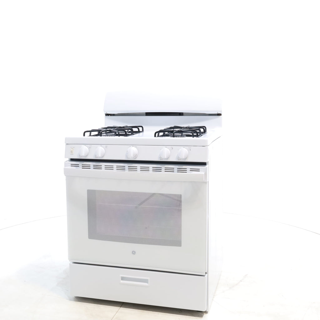 Pictures of White GE 4.8 cu. ft. Freestanding 4 Burner Gas Range with Front Control - Scratch & Dent - Moderate - Neu Appliance Outlet - Discount Appliance Outlet in Austin, Tx