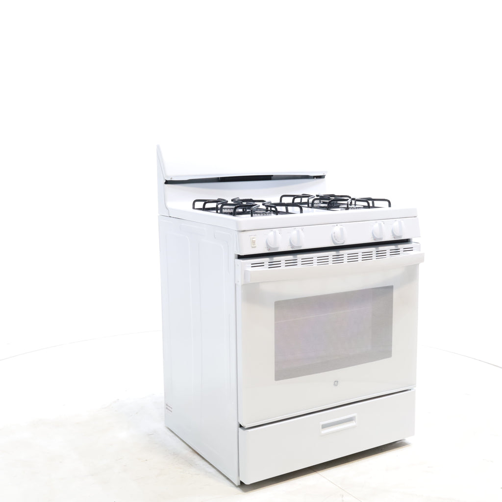 Pictures of White GE 4.8 cu. ft. Freestanding 4 Burner Gas Range with Front Control - Scratch & Dent - Moderate - Neu Appliance Outlet - Discount Appliance Outlet in Austin, Tx