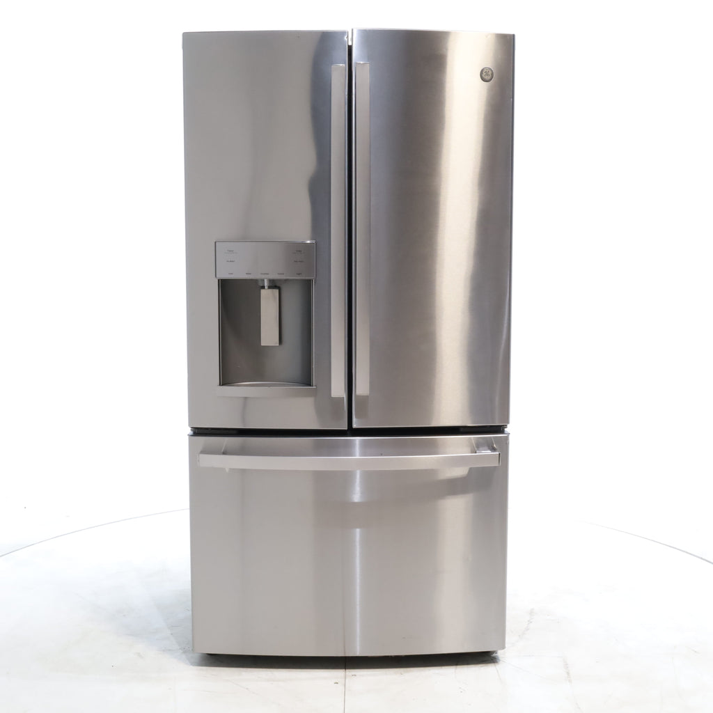 Pictures of Counter Depth Fingerprint Resistant Stainless Steel ENERGY STAR GE 22.1 cu. ft. 3 Door French Door Refrigerator with External Ice and Water Dispenser - Certified Refurbished - Neu Appliance Outlet - Discount Appliance Outlet in Austin, Tx