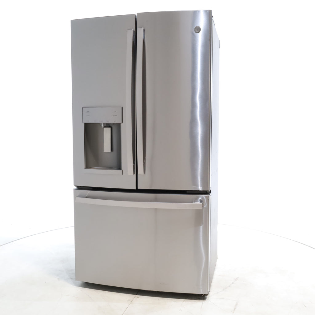 Pictures of Counter Depth Fingerprint Resistant Stainless Steel ENERGY STAR GE 22.1 cu. ft. 3 Door French Door Refrigerator with External Ice and Water Dispenser - Certified Refurbished - Neu Appliance Outlet - Discount Appliance Outlet in Austin, Tx