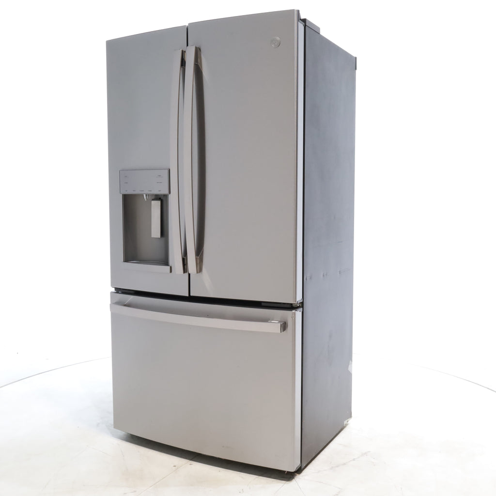 Pictures of Counter Depth Fingerprint Resistant Stainless Steel ENERGY STAR GE 22.1 cu. ft. 3 Door French Door Refrigerator with External Ice and Water Dispenser - Certified Refurbished - Neu Appliance Outlet - Discount Appliance Outlet in Austin, Tx