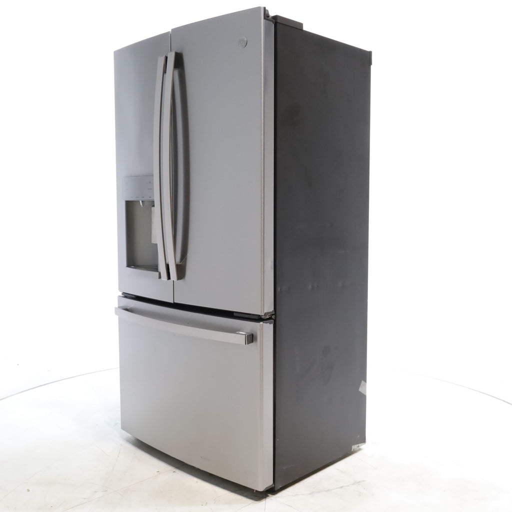 Pictures of Counter Depth Fingerprint Resistant Stainless Steel ENERGY STAR GE 22.1 cu. ft. 3 Door French Door Refrigerator with External Ice and Water Dispenser - Certified Refurbished - Neu Appliance Outlet - Discount Appliance Outlet in Austin, Tx