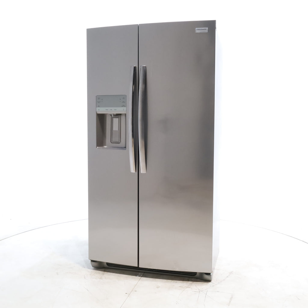 Pictures of Counter Depth Smudge-Proof Stainless Steel ENERGY STAR Frigidaire Gallery 22.3 cu. ft. Side by Side Refrigerator with Exterior Water and Ice Dispenser - Certified Refurbished - Neu Appliance Outlet - Discount Appliance Outlet in Austin, Tx