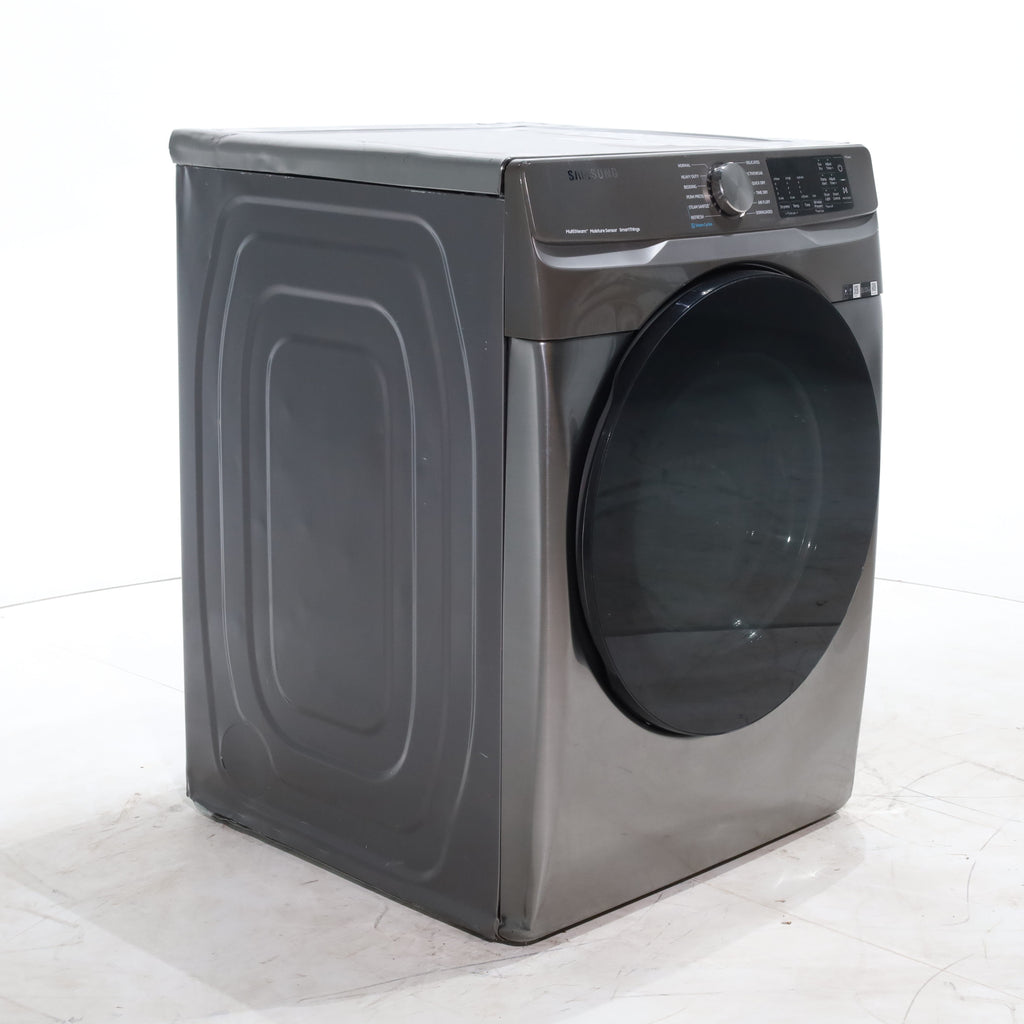 Pictures of Platinum Samsung 7.5 cu. ft. Front Load Electric Dryer with Steam- Scratch & Dent - Major - Neu Appliance Outlet - Discount Appliance Outlet in Austin, Tx