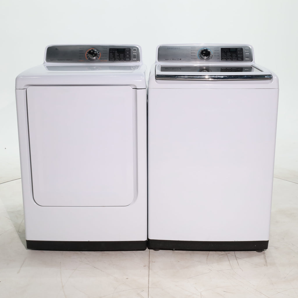 Pictures of ENERGY STAR Samsung 5.0 cu. ft. Top Load Washer with Smart Care and 7.4 cu. ft. Electric Dryer with Steam - Certified Refurbished - Neu Appliance Outlet - Discount Appliance Outlet in Austin, Tx