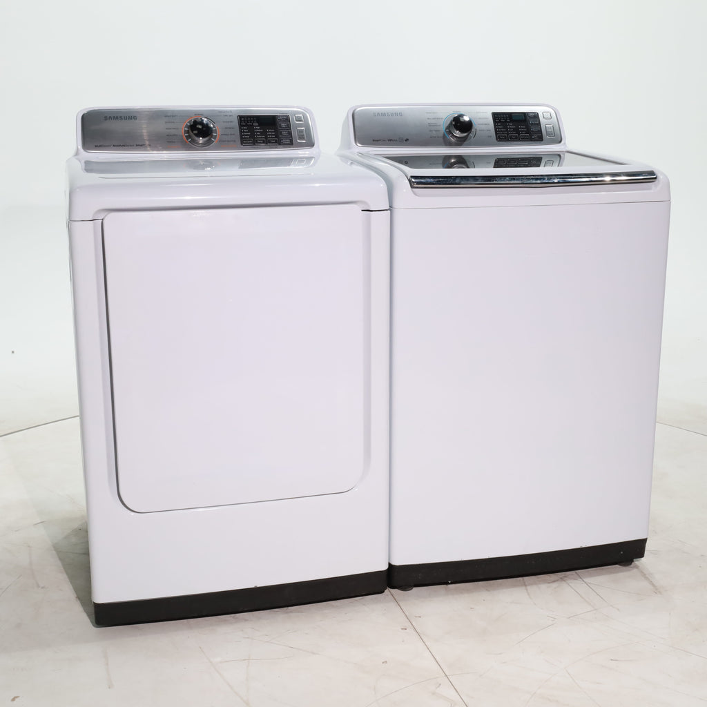 Pictures of ENERGY STAR Samsung 5.0 cu. ft. Top Load Washer with Smart Care and 7.4 cu. ft. Electric Dryer with Steam - Certified Refurbished - Neu Appliance Outlet - Discount Appliance Outlet in Austin, Tx