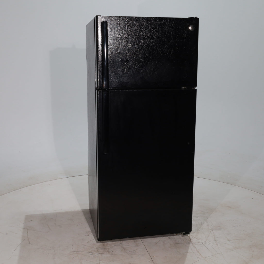 Pictures of Black GE 15.5 cu ft Capacity Top Freezer and Bottom Refrigerator with Adjustable Shelving - Certified Refurbished - Neu Appliance Outlet - Discount Appliance Outlet in Austin, Tx