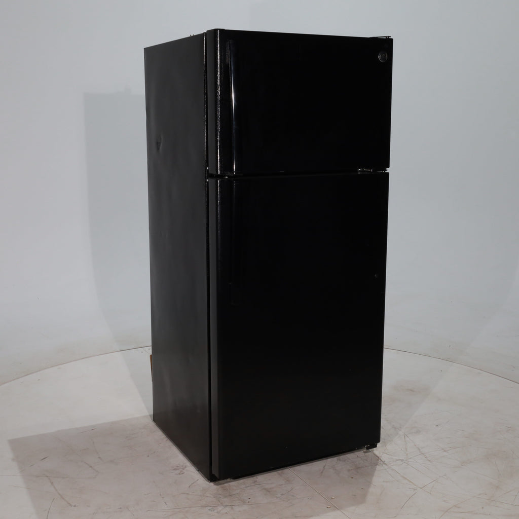 Pictures of Black GE 15.5 cu ft Capacity Top Freezer and Bottom Refrigerator with Adjustable Shelving - Certified Refurbished - Neu Appliance Outlet - Discount Appliance Outlet in Austin, Tx