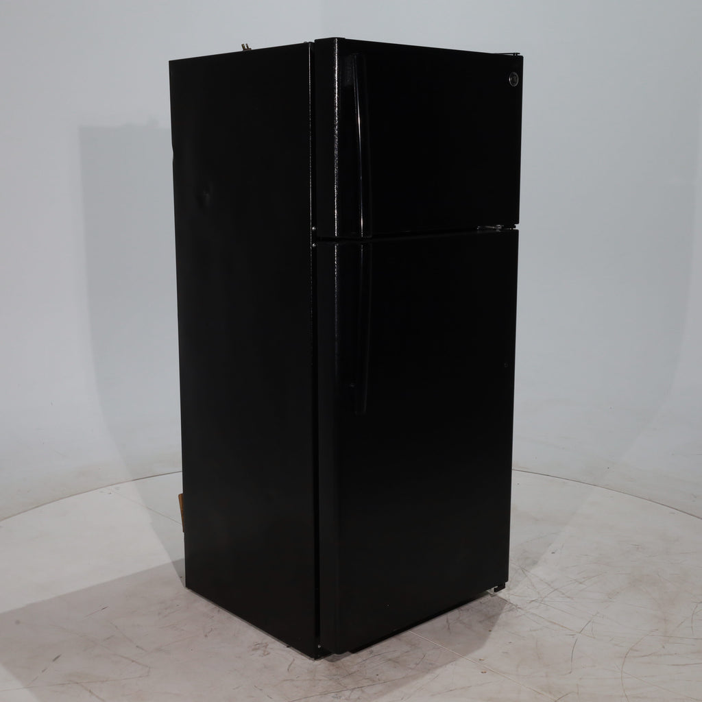 Pictures of Black GE 15.5 cu ft Capacity Top Freezer and Bottom Refrigerator with Adjustable Shelving - Certified Refurbished - Neu Appliance Outlet - Discount Appliance Outlet in Austin, Tx