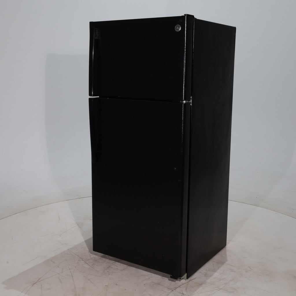 Pictures of Black GE 15.5 cu ft Capacity Top Freezer and Bottom Refrigerator with Adjustable Shelving - Certified Refurbished - Neu Appliance Outlet - Discount Appliance Outlet in Austin, Tx