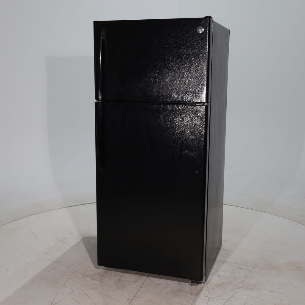 Pictures of Black GE 15.5 cu ft Capacity Top Freezer and Bottom Refrigerator with Adjustable Shelving - Certified Refurbished - Neu Appliance Outlet - Discount Appliance Outlet in Austin, Tx