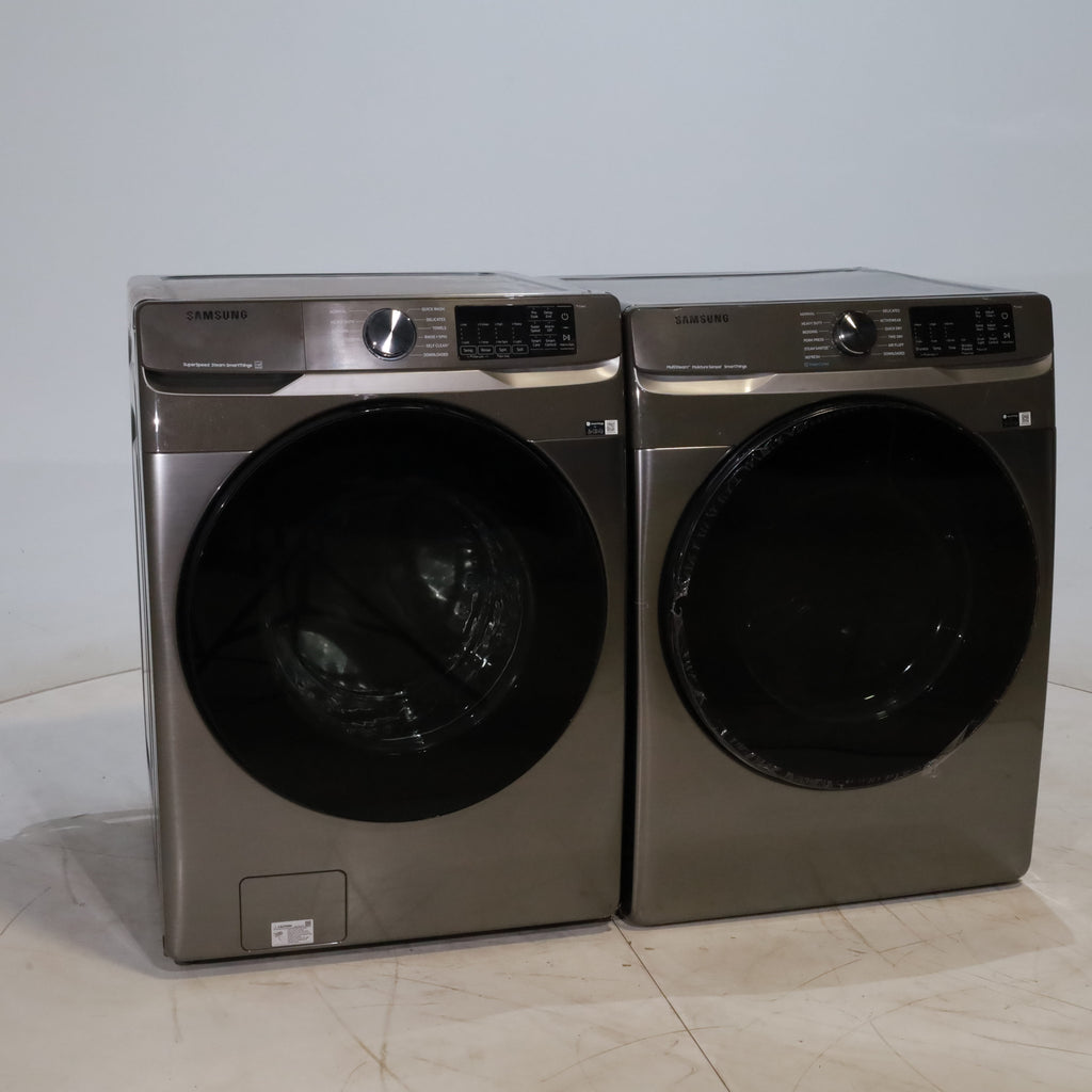 Pictures of Platinum ENERGY STAR Samsung 4.5 cu. ft. Front Load Washer with WiFi Connectivity and 7.5 cu. ft. Front Load Electric Dryer with Steam - Certified Refurbished - Neu Appliance Outlet - Discount Appliance Outlet in Austin, Tx