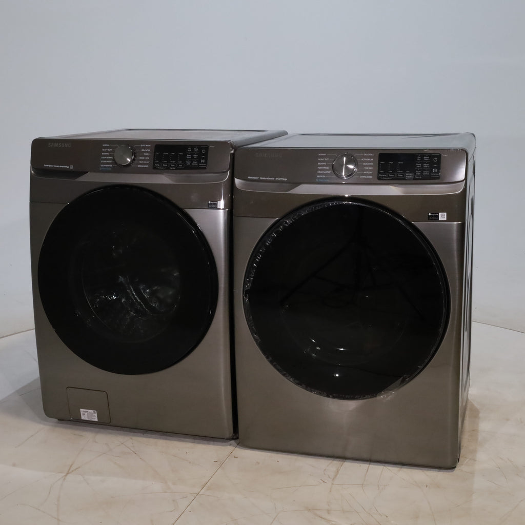 Pictures of Platinum ENERGY STAR Samsung 4.5 cu. ft. Front Load Washer with WiFi Connectivity and 7.5 cu. ft. Front Load Electric Dryer with Steam - Certified Refurbished - Neu Appliance Outlet - Discount Appliance Outlet in Austin, Tx