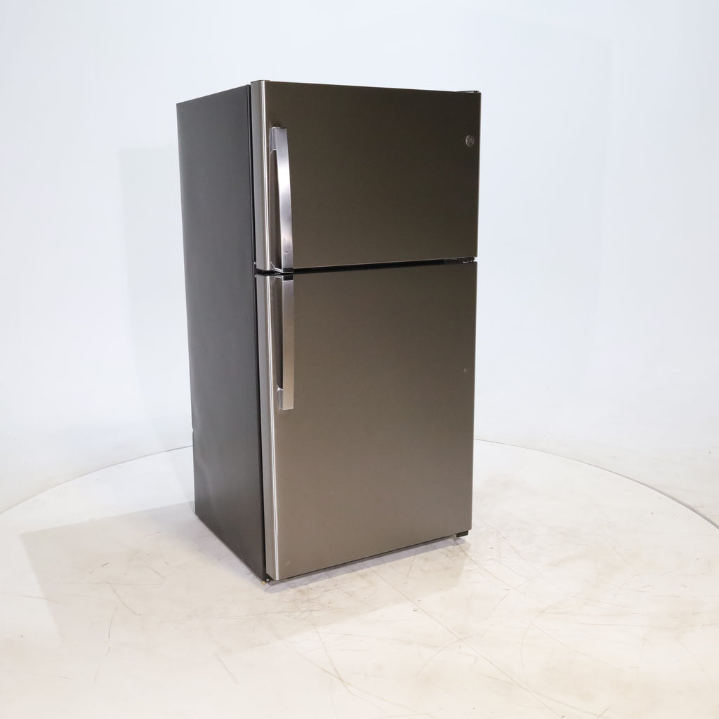 Pictures of Fingerprint Stainless Steel GE 21.9 cu. ft. Top Freezer Refrigerator with Garage Ready Technology - Scratch & Dent - Minor - Neu Appliance Outlet - Discount Appliance Outlet in Austin, Tx