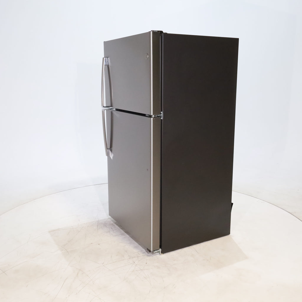 Pictures of Fingerprint Stainless Steel GE 21.9 cu. ft. Top Freezer Refrigerator with Garage Ready Technology - Scratch & Dent - Minor - Neu Appliance Outlet - Discount Appliance Outlet in Austin, Tx