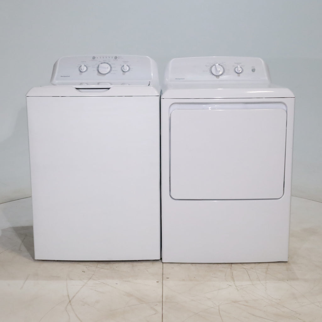 Pictures of Hotpoint 3.8 cu. ft. Top Load Washing Machine with Stainless Steel Basket and 6.2 cu. ft. Gas Dryer with 120 ft. Venting Capability - Scratch & Dent - Minor - Neu Appliance Outlet - Discount Appliance Outlet in Austin, Tx