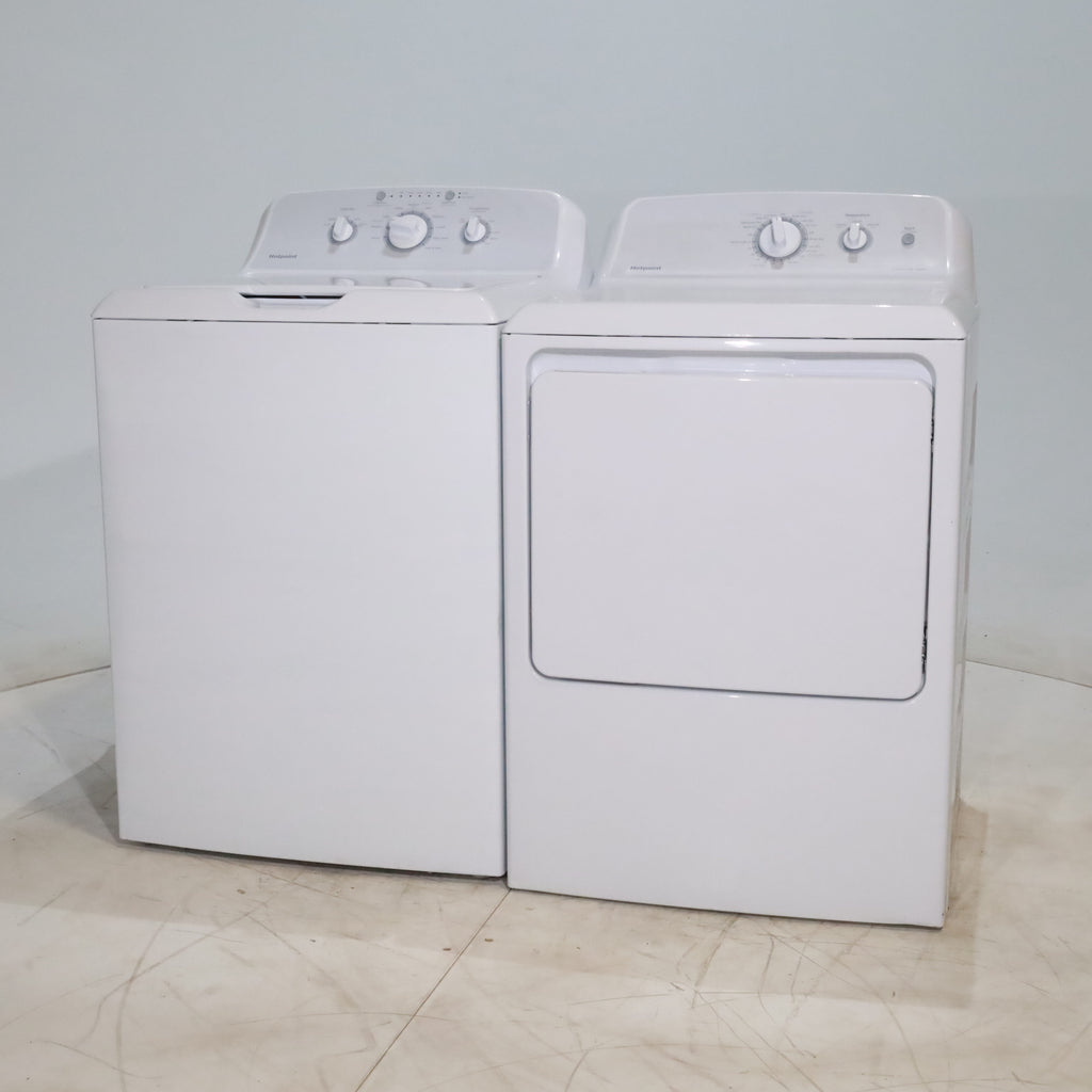 Pictures of Hotpoint 3.8 cu. ft. Top Load Washing Machine with Stainless Steel Basket and 6.2 cu. ft. Gas Dryer with 120 ft. Venting Capability - Scratch & Dent - Minor - Neu Appliance Outlet - Discount Appliance Outlet in Austin, Tx