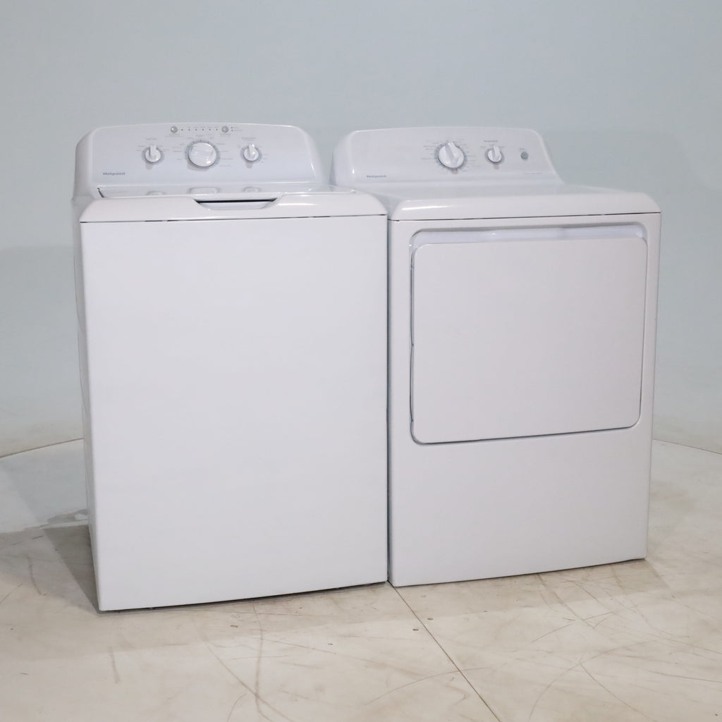 Pictures of Hotpoint 3.8 cu. ft. Top Load Washing Machine with Stainless Steel Basket and 6.2 cu. ft. Gas Dryer with 120 ft. Venting Capability - Scratch & Dent - Minor - Neu Appliance Outlet - Discount Appliance Outlet in Austin, Tx