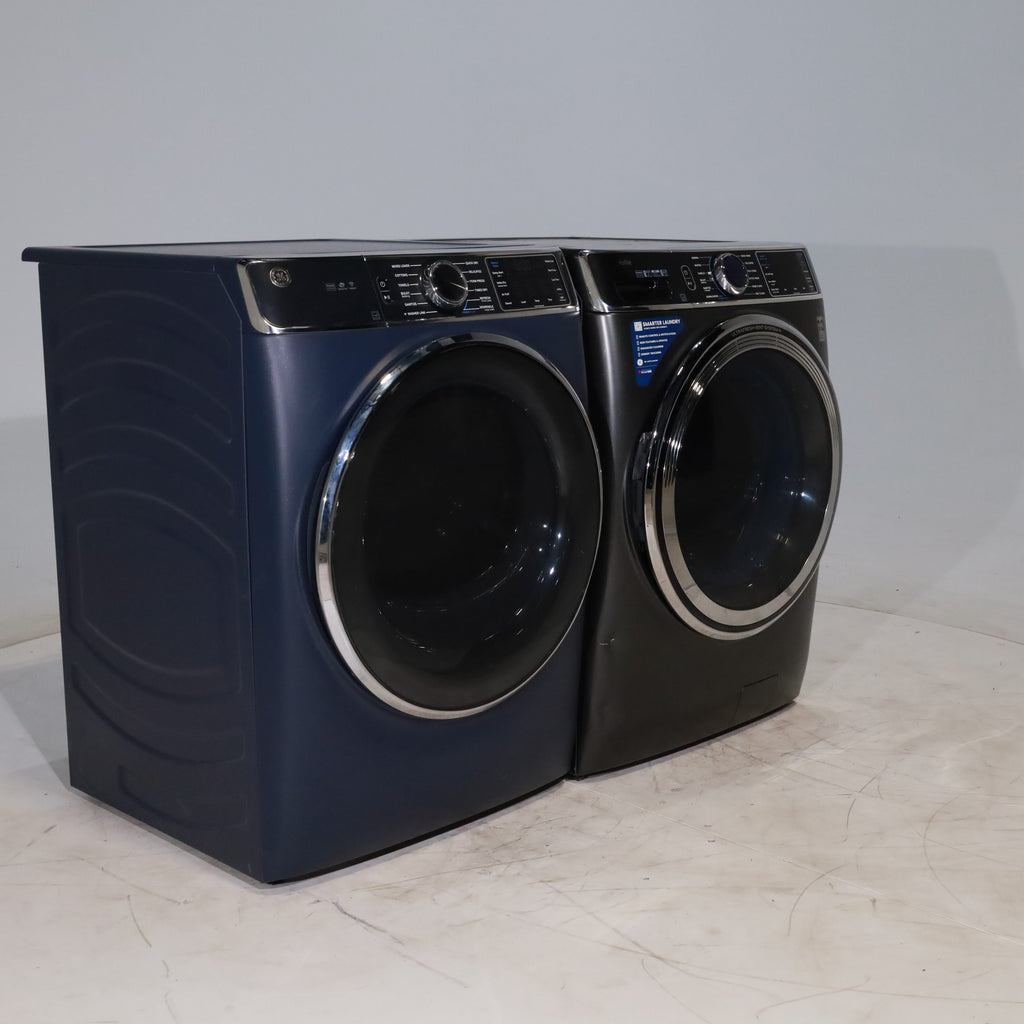 Pictures of Carbon Graphite ENERGY STAR GE 5.3 cu. ft. Frontload Washer with Steam and Sapphire Blue 7.8 cu. ft. Smart Front Load Electric Dryer with PowerSteam - Scratch & Dent - Moderate - Neu Appliance Outlet - Discount Appliance Outlet in Austin, Tx