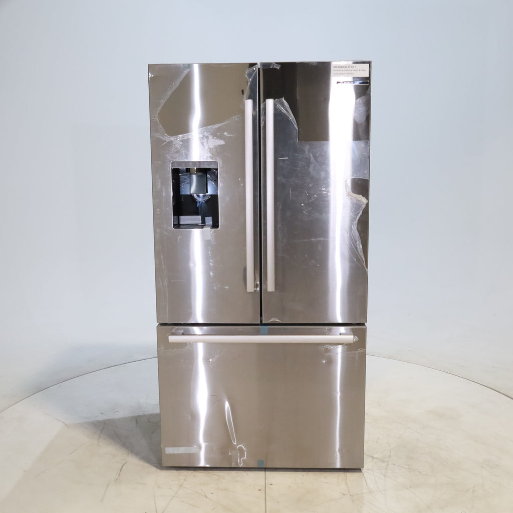 Pictures of Stainless Steel Counter Depth Bosch 500 Series 21.6 cu. ft. 3 Door French Door Refrigerator with Exterior Water and Ice - Scratch & Dent - Moderate - Neu Appliance Outlet - Discount Appliance Outlet in Austin, Tx