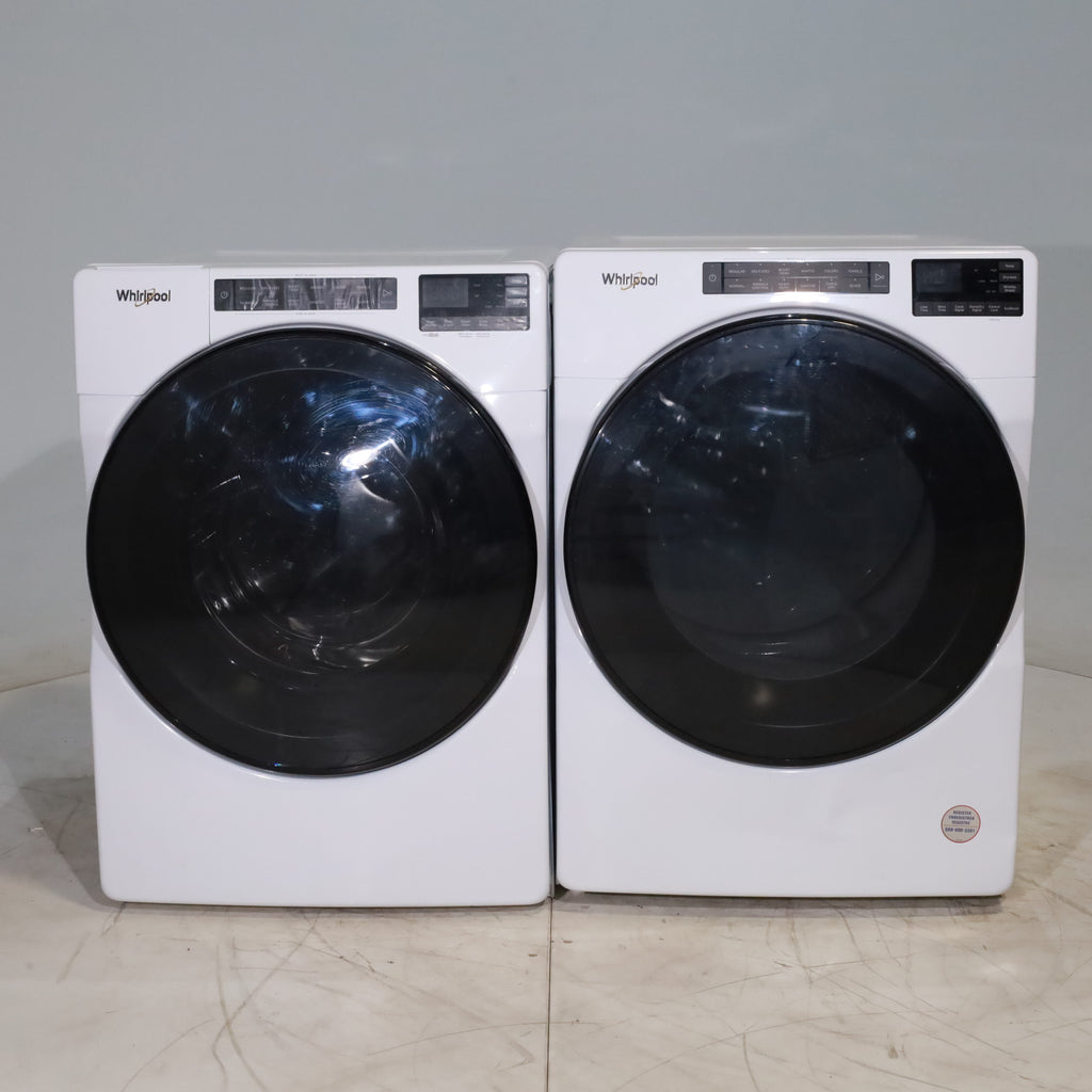 Pictures of Whirlpool ENERGY STAR 4.5 Cu. Ft. Front Load Washer with Quick Wash Cycle and 7.4 Cu. Ft. ENERGY STAR Electric Wrinkle Shield Dryer with Advanced Moisture Sensing - Scratch and Dent - Minor - Neu Appliance Outlet - Discount Appliance Outlet in Austin, Tx