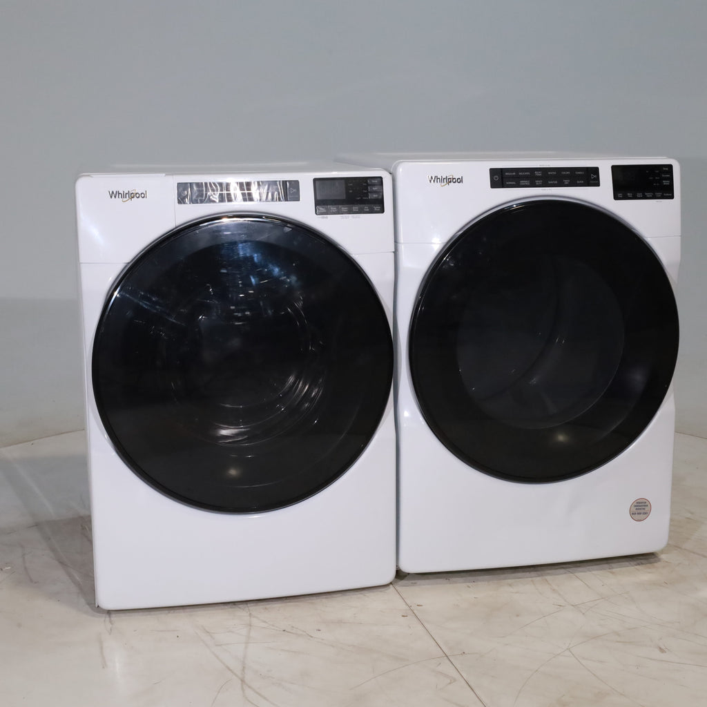 Pictures of Whirlpool ENERGY STAR 4.5 Cu. Ft. Front Load Washer with Quick Wash Cycle and 7.4 Cu. Ft. ENERGY STAR Electric Wrinkle Shield Dryer with Advanced Moisture Sensing - Scratch and Dent - Minor - Neu Appliance Outlet - Discount Appliance Outlet in Austin, Tx