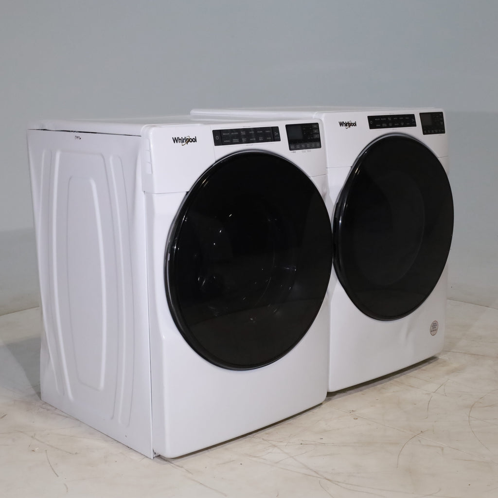 Pictures of Whirlpool ENERGY STAR 4.5 Cu. Ft. Front Load Washer with Quick Wash Cycle and 7.4 Cu. Ft. ENERGY STAR Electric Wrinkle Shield Dryer with Advanced Moisture Sensing - Scratch and Dent - Minor - Neu Appliance Outlet - Discount Appliance Outlet in Austin, Tx