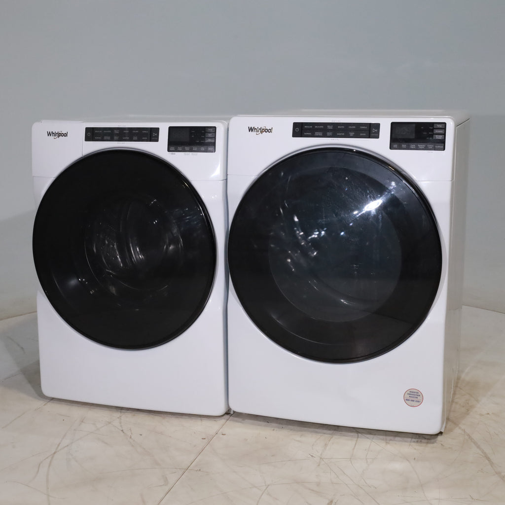 Pictures of Whirlpool ENERGY STAR 4.5 Cu. Ft. Front Load Washer with Quick Wash Cycle and 7.4 Cu. Ft. ENERGY STAR Electric Wrinkle Shield Dryer with Advanced Moisture Sensing - Scratch and Dent - Minor - Neu Appliance Outlet - Discount Appliance Outlet in Austin, Tx