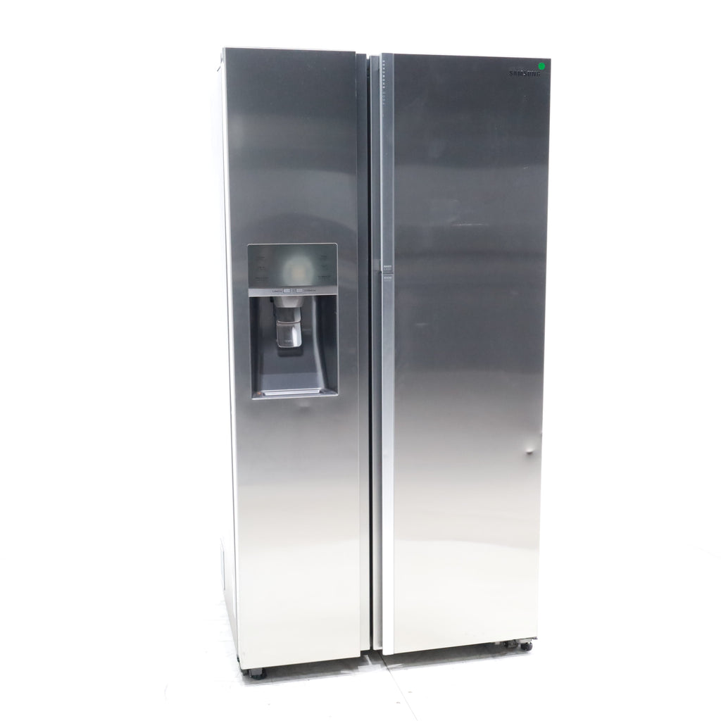 Pictures of Samsung 22 cu. ft. Food Showcase Counter Depth ENERGY STAR Side-by-Side Refrigerator with Metal Cooling in Stainless Steel - Certified Refurbished - Neu Appliance Outlet - Discount Appliance Outlet in Austin, Tx