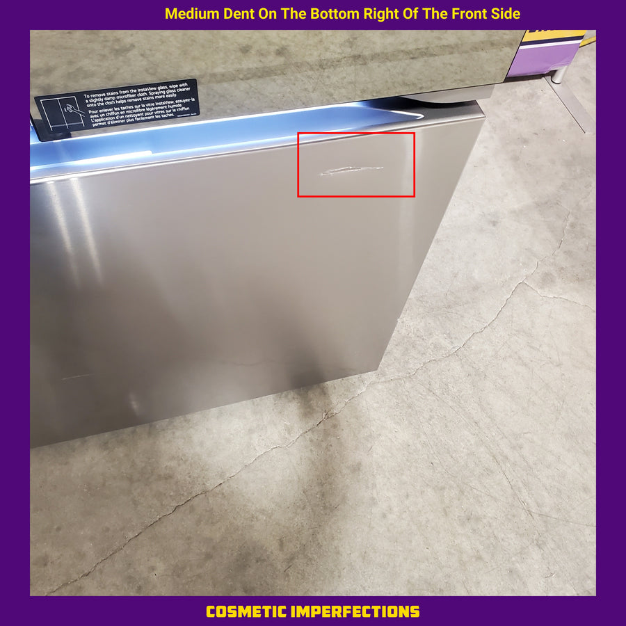 LG 26 cu. ft. Counter-Depth French Door Refrigerator in Stainless Steel with Mirror InstaView™ LRYKC2606S - Scratch & Dent (Minor)