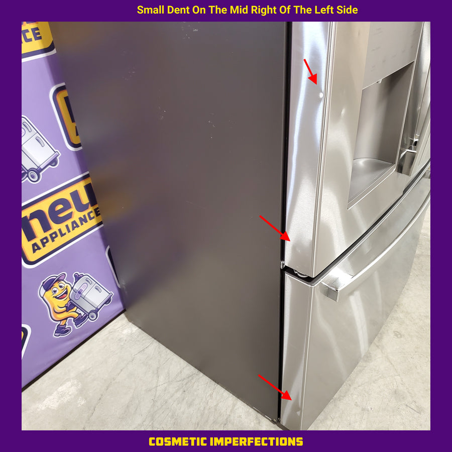 GE Energy Star 3 Door French Door 27.7 Cu. Ft. Refrigerator with TwinChill Evaporators in Fingerprint Resistant Stainless Steel GFE28GYNFS - Scratch & Dent (Major)