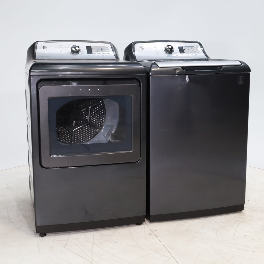 Pictures of Diamond Gray ENERGY STAR GE 5.0 cu. ft. Top Load Washing Machine with Water Station and ENERGY STAR GE 7.4 cu. ft. Steam Electric Dryer with My Cycle - Certified Refurbished - Neu Appliance Outlet - Discount Appliance Outlet in Austin, Tx