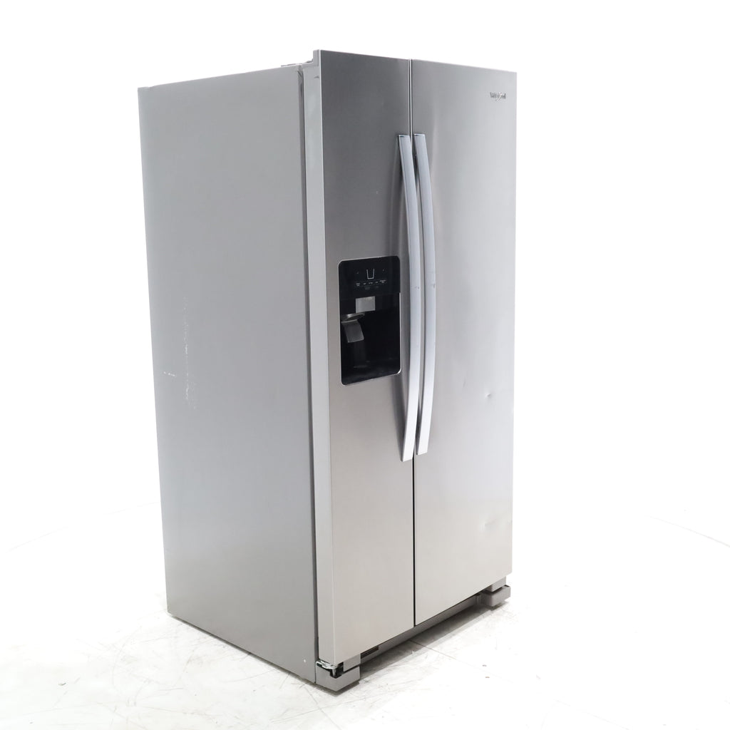 Pictures of 33 in. Wide Fingerprint-Resistant Stainless Steel Whirlpool 21.4 cu. ft. Side by Side Refrigerator with In Door Ice and Water Dispenser - Certified Refurbished - Neu Appliance Outlet - Discount Appliance Outlet in Austin, Tx