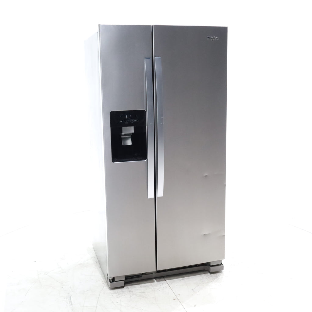 Pictures of 33 in. Wide Fingerprint-Resistant Stainless Steel Whirlpool 21.4 cu. ft. Side by Side Refrigerator with In Door Ice and Water Dispenser - Certified Refurbished - Neu Appliance Outlet - Discount Appliance Outlet in Austin, Tx